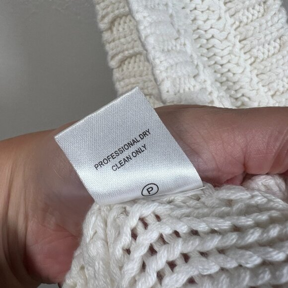 Staud Kind Cable Knit Sweater Vest Size Medium Chunky Cropped White Preppy - Picture 8 of 8